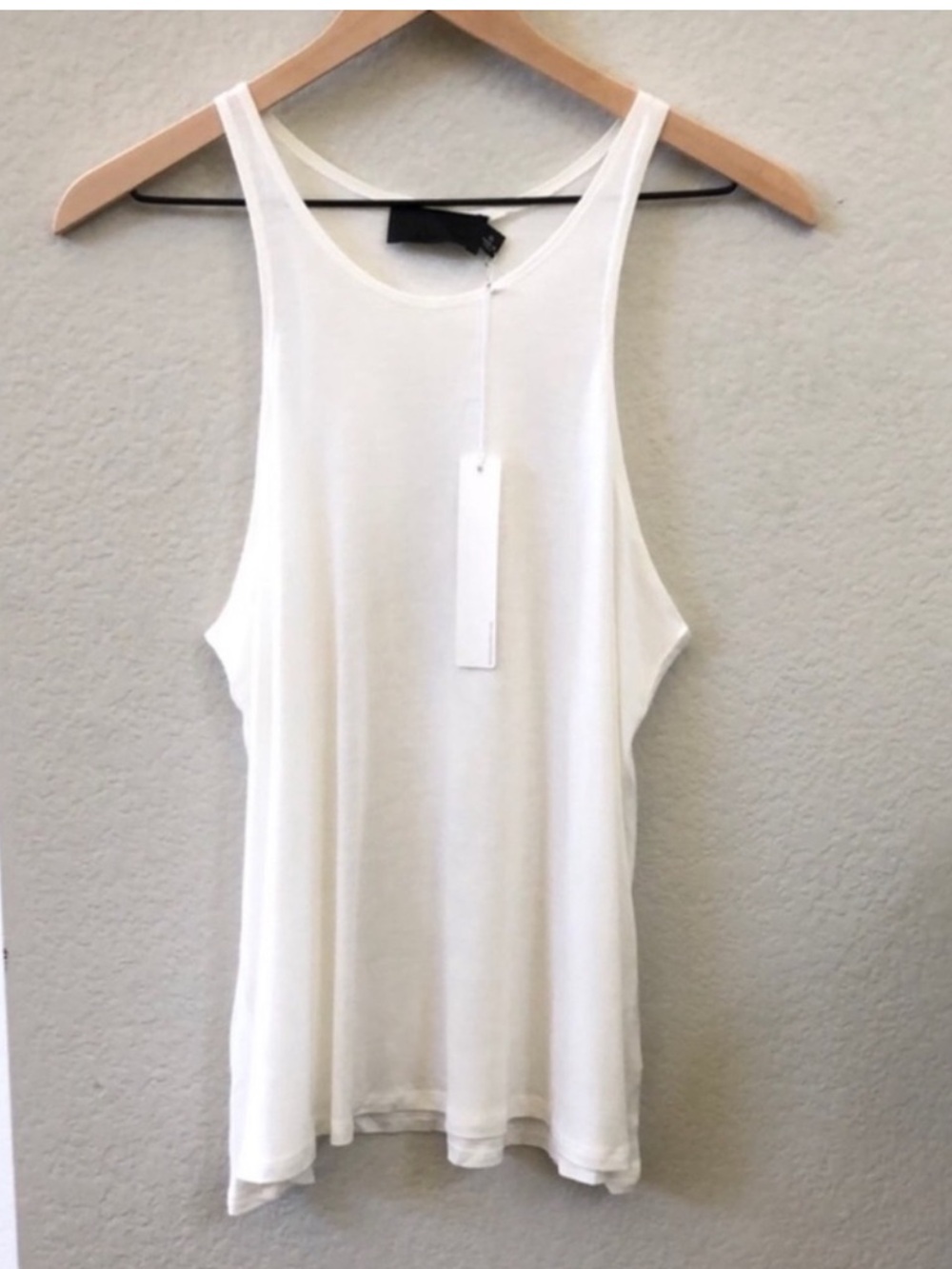 Line & Dot White Racer Lightweight Relaxed Tank size M